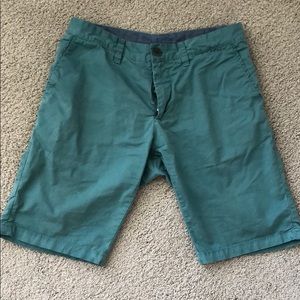 Sisley Green cotton shorts. 30 inch waist